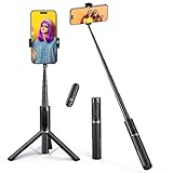 ATUMTEK Bluetooth Selfie-Stick Stativ, Erweiterbar 3 in 1 Selfie Stange aus Aluminium mit Kabelloser Fernbedienung um 360° Drehbar für iPhone 13/12/12 Mini/11 Pro/XS Max/XS/8/7, Samsung Smartphones