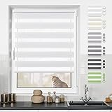 Doppelrollo Klemmfix ohne Bohren Rollos für Fenster ohne Bohren mit Bohren Weiß B45 x H100cm -Stoffbreite 41cm Rollo Fensterrollo Klemmrollos Fensterrollo innen lichtdurchlässig & verdunkelnd