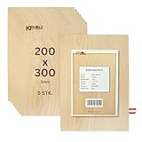 Sperrholzplatten Birke - 20 x 30 cm - 3 mm - hochwertige Multiplex Platte - Holz zum Basteln - Holzplatten für Bastelarbeiten - Holzzuschnitte - 5 Stück