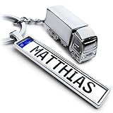 Internetservice Timo Lindner LKW Schlüsselanhänger - Geschenk für LKW-Fahrer - Kennzeichen Personalisiert - Metall
