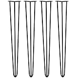 Lucn 4X Haarnadel Tischbeine Tischkufen Tischgestell mit Dreifachstab inklusive Freie Bodenschoner für Kaffeetisch, Tisch und Schreibtisch, Schwarz (71cm)