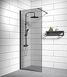 Badplaats B.V. Duschwand Rizani 80 x 200cm Glas Duschabtrennung Schwarz - Walk-In Dusche Nano Duschtrennwand