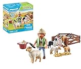 PLAYMOBIL Country 71444 Junger Schäfer mit Schafen, Hüten und Pflegen der Schafe mithilfe des Bordercollies, mit Zubehör wie Haartrimmer und Strohballen, nachhaltiges Spielzeug für Kinder ab 4 Jahren