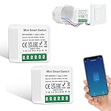 2 PCS CNBINGO Smart Lichtschalter Modul 1 Weg/2 Wege, Mini DIY WLAN Schalter Passt hinter Wandschalter, Smart Switch Kompatibel mit Alexa Echo, Google Home, Smart Life, Neutralleiter Erforderlich