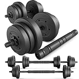 TREX SPORT Hanteln Set | 2er Set Kurzhanteln & Langhantel | 20kg 40kg Hantelset Dumbbell Set mit Verbindungsrohr - 20kg (2x10kg)