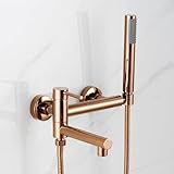 Wasserhahn Wandmontage Gold Armatur Dusche Einhebel Badewannenarmatur Mit Handbrause Duscharmatur Wandmontage Einhand Mit Handbrause,Rose gold