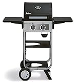 Enders Gasgrill BROOKLYN NEXT 2, kleiner Grill, 2 Brenner aus Edelstahl, mit Grillthermometer, Gasflasche verstaubar, Edelstahl-Grillrost, Balkon-Grill, Grillwagen, #86456, schwarz