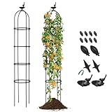 COSTWAY 2er Set Rankhilfe Obelisk 176 cm, Rankobelisk aus beschichtetes Metall, 4 Köpfe | 4 verstellbare Höhe | freistehend, Rankgitter Ranksäule Garten, für Kletterpflanzen Rosen Blumen