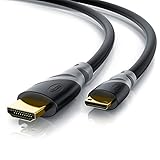 CSL − 1,5m Mini HDMI auf HDMI Kabel 2.0 − 4k 60Hz 18Gbps − Ultra HD Full HD 3D Ethernet − 1080p 2160p − 3 Fach geschirmt − schwarz