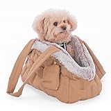 A 4 Pet Hundetasche für Hunde, Waschbar Welpentasche mit Futterbeutel Hunde, Tragetasche für kleinen Hund, Welpen, S: 40x20x24 cm, mehr Platz für die Lagerung, Khaki