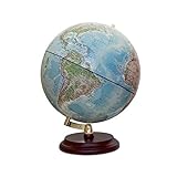 Magellan Vasa Globus mit politischem Kartenbild oder handkaschiert, freistehend ohne Meridian Durchmesser 32 cm, Globus mit rotbraunem Holzfuß Maßstab 1:40.000.000 handkaschiert 32 cm