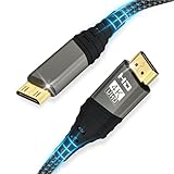 Mini HDMI Auf HDMI Kabel 2M,4K@60HZ 1080P HDMI auf Mini HDMI Kabel Nylongeflecht Unterstützt Ethernet,UHD,3D,HDR,ARC,Mini HDMI Kompatibel mit Nikon D7100 Canon EOS RP/R,Raspberry Pi Zero/Zero W usw