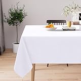 Homaxy Tischdecke Abwaschbar Lotuseffekt Rechteckig 140 x 100 cm Tischtuch Wasserabweisend Tafeldecke Abwischbare aus Polyester Schmutzabweisend Pflegeleicht für Küche Party, Weiß