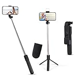 Flintronic Selfie Stick, Erweiterbar 3 in 1 Aluminium Selfie Stange, Bluetooth Selfie-Stange mit Fülllicht und Kabelloser Fernbedienung, Langes 70cm, für iPhone Samsung Smartphones Kamera, Schwarz
