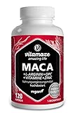 Maca Kapseln hochdosiert 5000mg + L-Arginin + VITAL Formel B6, B12, OPC, Zink, 120 vegane Kapseln für je 1 Monat, deutsche Premium-Qualität