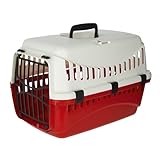 Kerbl 81348 Transportbox Expedion (Tiertransportbox Haustiere Katzen Hunde Kaninchen) aus Kunststoff 45x30x30 cm Creme/Bordeaux