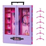 Barbie Kleiderschrank, Ultimate Closet, zum Organisieren von Barbie Kleidung und Accessoires, inkl. Kleiderbügel, Spielzeug ab 3 Jahre, HJL65