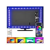 LED-Lichtstreifen für TV, USB-TV-Hintergrundbeleuchtungs-Kit mit Fernbedienung, App-Steuerung, Synchronisation zur Musik, 5050 RGB Smart LED Bias Beleuchtung für HDTV (2 m für 32-60 Zoll Fernseher)