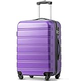 RooRuns ABS-Hartschalen-Reisetrolley, Koffer, 4 Räder, Gepäck-Set, Handgepäck, 71,1 cm, Orange, violett, 140