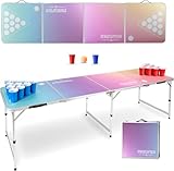 Stagecaptain Beer Pong Tisch “Club” - Stabiler Klapptisch aus Alu - Melamin-beschichtete MDF-Platte (5 mm) - Inklusive 100 Becher und 6 Bälle - Schnell aufgebaut und kompakt beim Transport