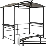 tectake® Outdoor Grillpavillon, Überdachung für Grill, Metall Pavillon für Outdoorküche auf Balkon, Garten oder Terrasse, Sichtschutz, Terrassenüberdachung, Gartenpavillon 240 x 150 x 234 - grau