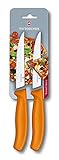 Victorinox, Swiss Classic, Profi Steak- und Pizzamesser, Extra Scharfe Klinge, Wellenschliff, 12 cm, Robuster Kunststoffgriff, Rostfreier Stahl, orange