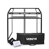 VONYX DB3 DJ Pult, DJ Booth, großer mobiler DJ Tisch klappbar mit Tragetasche und weißer und schwarzer Husse, faltbar DJ Equipment, DJ Table, DJ Stand