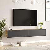 [en.casa] TV Hängeboard Lapinlahti Lowboard Hängeschrank 180 cm TV Board Fernsehtisch Wandregal hängend Eiche rustikal/Anthrazit