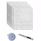 newgulzar 3D Tapete Wandpaneele Selbstklebend,10 Stück Tapete Ziegel Wasserdicht Wallpaper Wandaufkleber Wandtapete Schaumstoff 35×38.5cm,für Küche Wohnzimmer Schlafzimmer Kinderzimmer (Weiß)