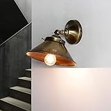 Wandleuchte Echt-Messing in Bronze hell glänzend Küche Schlafzimmer H:16 cm E14 Handarbeit Vintage Premium Wandlampe Wohnzimmer