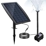 Decdeal Bürstenlose Solar Teichpumpe Solar-Brunnen Wasserpumpe mit Solarpanel 9V 2.5W,Für Außen Mit 300cm Kabellänge,200L/H