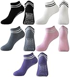 Awlsyj 5 Paar Griffsocken Pilates Yoga Socken Streifen rutschfeste Socken Sport Laufen Fußball Knöchelsocken, mehrfarbig, One size