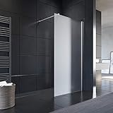 ELEGANT 120x200 cm Walk-In Dusche mit Stabilisator aus 8 mm Vollsatiniert Glas inkl. Nanobeschichtung