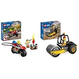 LEGO City Feuerwehrmotorrad, Feuerwehr-Spielzeug & City Straßenwalze, Baustellenfahrzeug für Kinder ab 5 Jahren