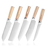 Küchenmesser aus Edelstahl, scharf, japanisches Koch-Santoku-Beil, for Schneiden, Ausbeinen, Metzgermesser, Küche(5 Pcs Set)