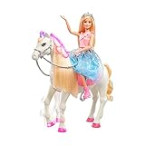 Barbie GML79 - „Prinzessinnen Abenteuer“ Tanzendes Pferd und Puppe, interaktives Spielzeug mit 3 Liedern, Lichtern, Geräuschen und realistischen Bewegungen, Geschenk für Kinder ab 3 Jahren