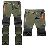 Daysskk Softshellhose Kinder Sommer Wanderhose Jungen Zip Off Outdoorhose Trekkinghose Zip Off Wasserdicht Freizeithose Schnelltrocknend Grün 160