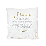 Manufaktur Liebevoll I Kissen „Mama, wir haben versucht ... I Geschenk für die Mama, Mutter I Besondere Geschenkidee als Dankeschön, zum Geburtstag und zu Weihnachten I 40x40 cm