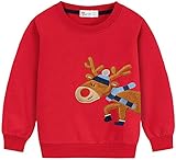 EULLA Kinder Jungen Mädchen Weihnacht Pullover Sweatshirt Weihnachtsoutfit Weihnachtspuli Winter Baumwolle Christmas Xmas Rentier Weihnachtskleidung Gr.104/110 5 Jahre 1# Rot Rentier DE 110