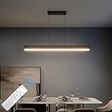 Klighten Led Dimmbar Pendelleuchte Esstisch 80Cm/24W, 3000K-6000K Hängeleuchte Mit Fernbedienung, Hängelampe Linear Design, Hängend 150Cm Höhenverstellbar Kronleuchter Für Esszimmer Küche, Schwarz