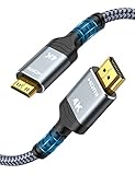 SNOWKIDS Mini HDMI auf HDMI Kabel 1,8M, 4K@60Hz 18Gbps HDMI auf Mini HDMI Kabel Nylon Braided Support 4K,2K@120Hz,UHD,1080P, 3D, HDR, ARC, for Kamera, Laptop, HDTV, Monitor, Projector, Raspberry Pi