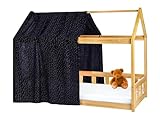Lovely Hippo Hausbett Himmel - 100% Baumwolle Betthimmel aus Musselin - Hausbett Deko - Himmelbett Vorhänge für 80x160 & 90x200 Kinderbetten - Baldachin Kinderzimmer Deko (Modell 1, Nachtblau/Gold)