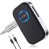 Glangeh Bluetooth Adapter Auto, Upgraded Bluetooth 5.0 Lärmminderung 3,5mm Aux Bluetooth Adapter, 16H Standby Bluetooth Adapter aux für Auto Audio System, Kopfhörer, Speaker, Stereo-Endstufen