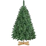 Yaheetech 122 cm Künstlicher Weihnachtsbaum, Schwer Entflammbar PVC Christbaum mit 251 Spitzen Kunstbaum inkl. Metallständer mit Holzmaserung Fichte, Grün