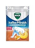 WICK IceTea Pfirsich Hustenbonbons mit kühlendem Menthol und Mate-Extrakt, ohne Zucker - 1er Pack (1 x 72 g)