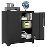 YITAHOME Aktenschrank Abschließbar, Metallschrank mit 2 Verstellbare Einlegeböden, Büroschrank Stahlschrank mit Belüftungslöcher für Arbeitszimmer Büro Garage Schule, Schwarz, 80 x 40 x 90cm