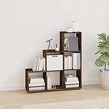 KLYEON Treppenregal Räuchereiche 107 cm Holzwerkstoff,Stufenregal mit Stauraum Modernes Bücherregal für Zuhause und Büro Regalsysteme