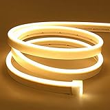 Lamomo LED Strip 2M, Warmweiss 12V Dimmbar Neon LED Streifen, Wasserdicht 3000K LED Lichtband, Led Leiste Silikon DIY Flexibel Lichtleiste mit Netzteil und Controller für Innen Aussenbereich Deko