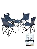 Kirkjubøur® Stjärna 5er-Set Campingstühle mit Tisch wasserabweisender Outdoor Camping Möbel Set für Festivals, Zelten, Angeln (Navy)