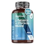 L-Theanin Aminosäure mit Zitronenmelisse 500mg - Alternative zu Ashwagandha - 180 Kapseln für 6 Monate - Für Konzentration & Entspannung - L-Theanine Aminoacid aus Camellia Sinensis - Von WeightWorld